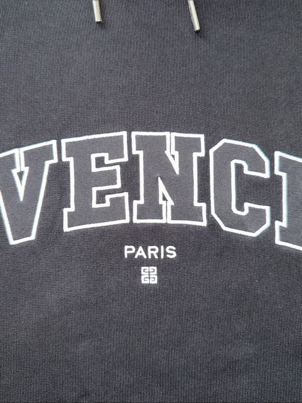 Givenchy Paris Varsity Logo Pullover Hoodie Black Size Medium Made in Portugal - Picture 7 of 9